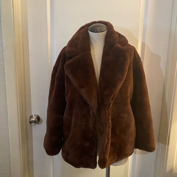 TheGet Faux Fur Jacket Bown Sz S/M - Picture 3 of 4